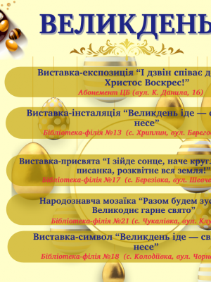 ВЕЛИКОДНІ ЗАХОДИ У МІСЬКИХ БІБЛІОТЕКАХ